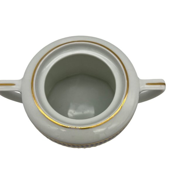 Vintage Sugar Bowl w/ Lid & Creamer Czechoslovakia 175G Blue and Gold Pattern - Picture 9 of 12
